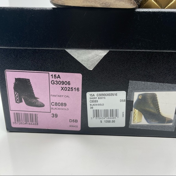 CHANEL Fantasy Short Boots Black & Gold Size 39 - Picture 14 of 16